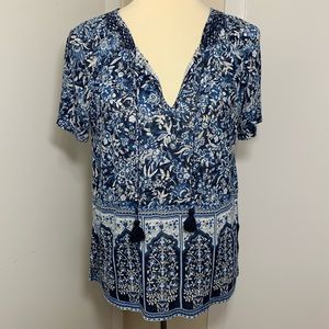 Lucky Brand Tie Collar Top